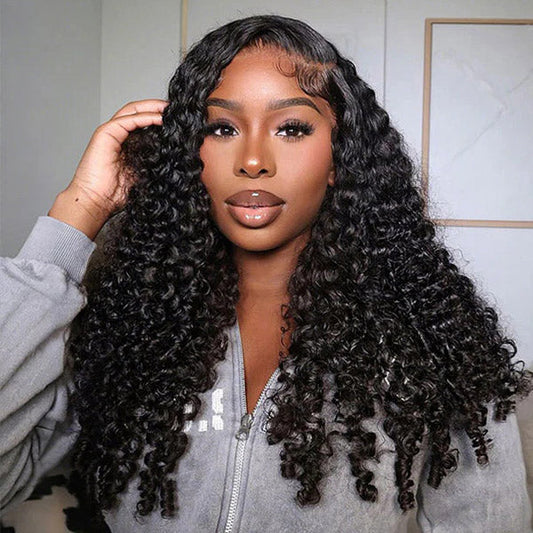 Burmese Curly Glueless Wig Bleached Knots 13x4 13x6 HD Lace Front Wear Go Wig With Flexible Fit Drawstring