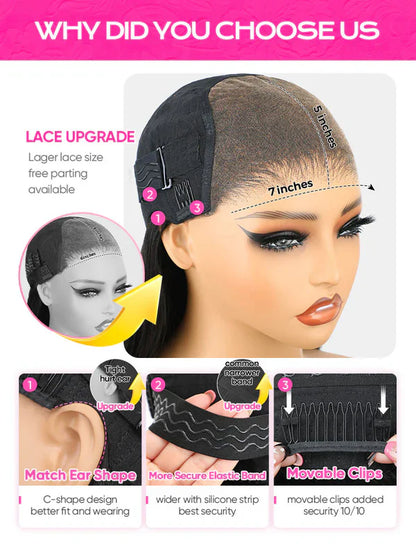 Pre-bleached Kinky Straight Hair Wear Go Glueless Wig 7x5 Pre-cut HD Lace Pre-plucked