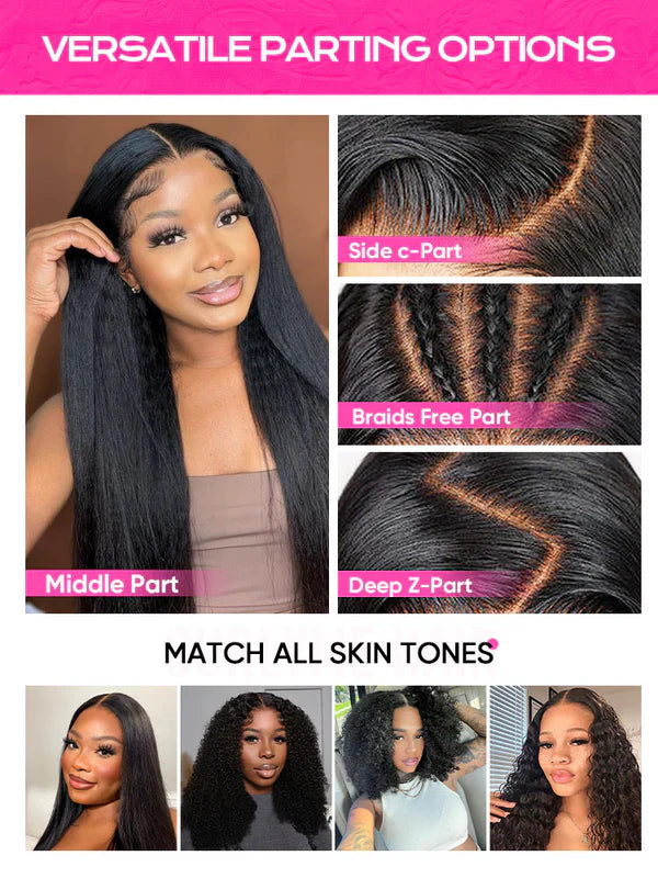 Pre-bleached Kinky Straight Hair Wear Go Glueless Wig 7x5 Pre-cut HD Lace Pre-plucked